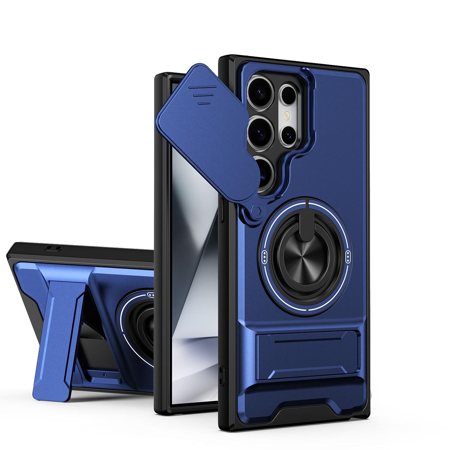 Samsung Galaxy S24 Ultra 5G Multifunctional Magnetic Shockproof Phone Case with Sliding Lens Window Stand Cover