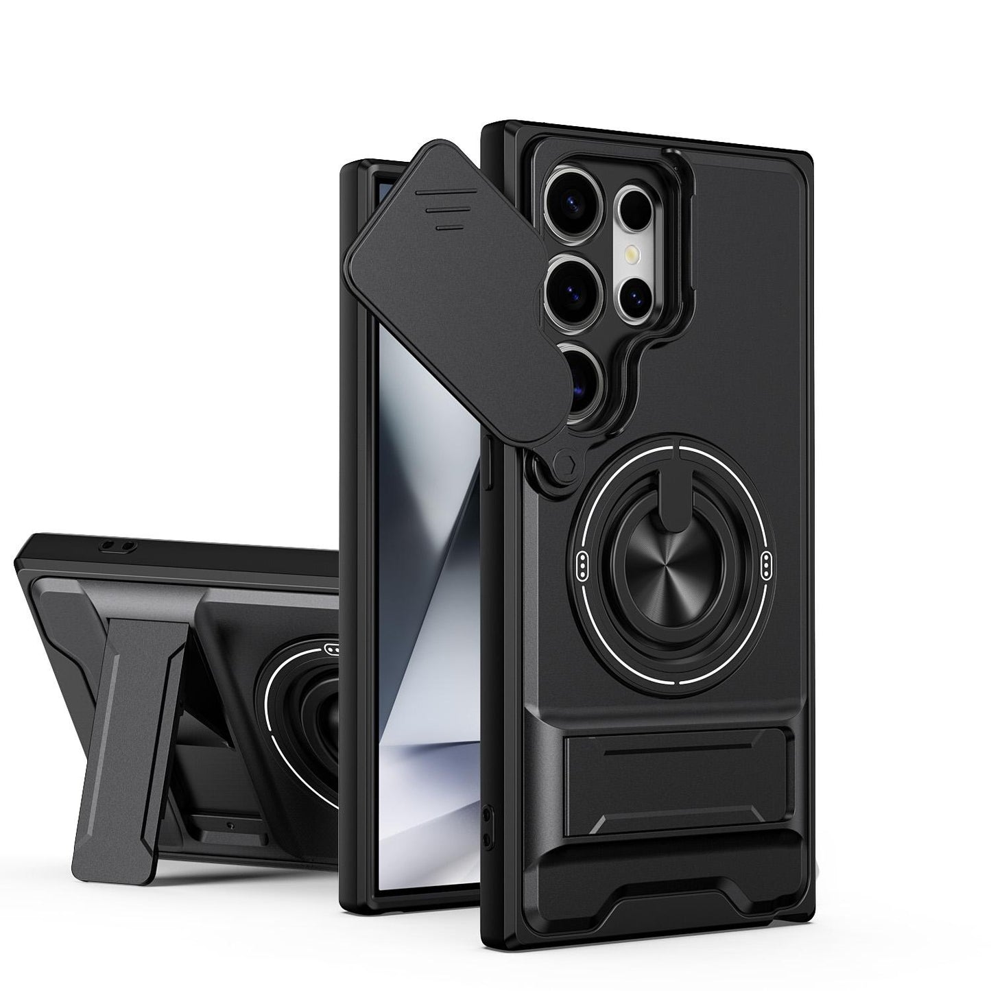 Samsung Galaxy S24 Ultra 5G Multifunctional Magnetic Shockproof Phone Case with Sliding Lens Window Stand Cover