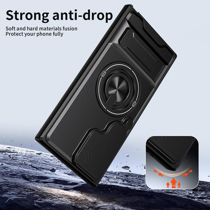 Samsung Galaxy S24 Ultra 5G Multifunctional Magnetic Shockproof Phone Case with Sliding Lens Window Stand Cover