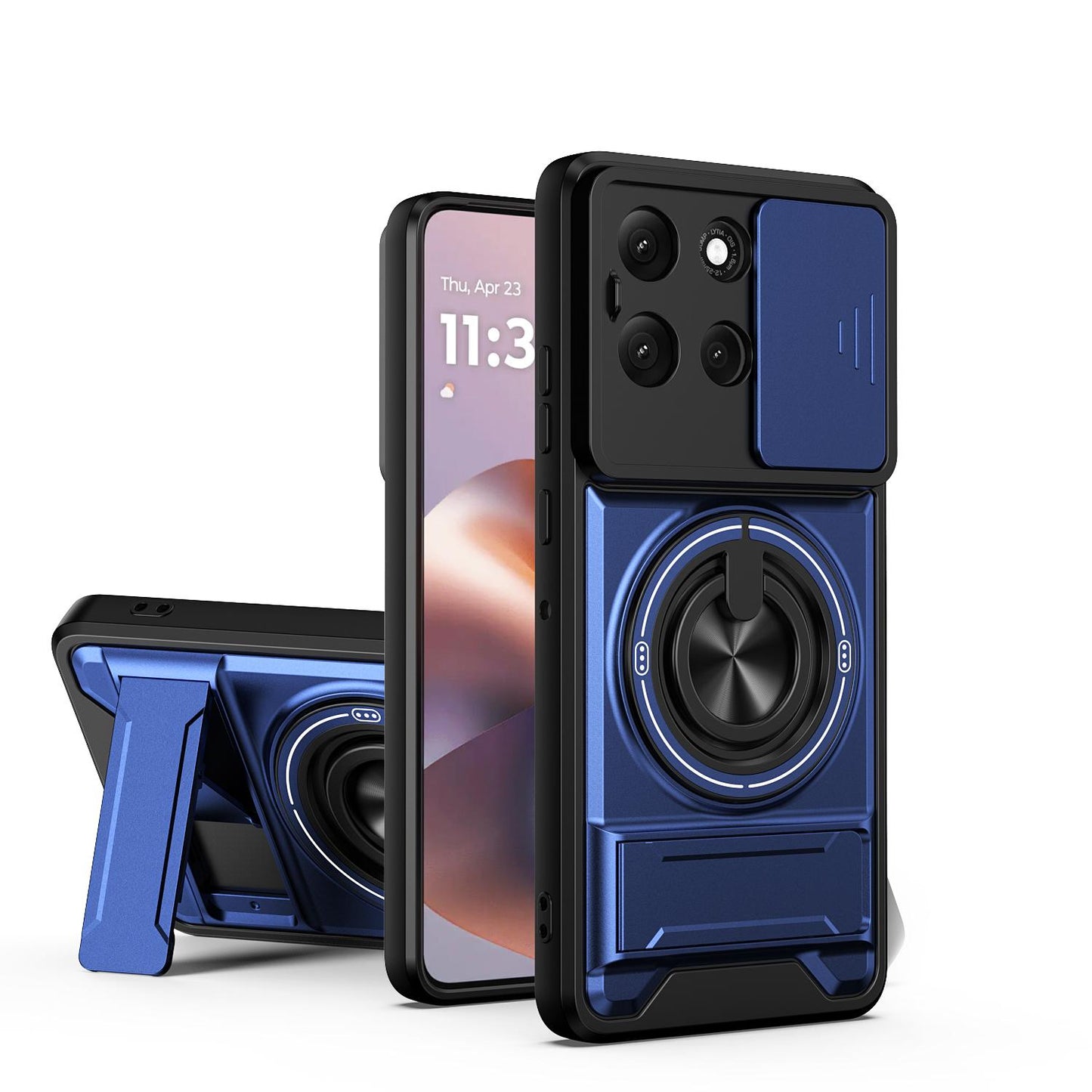 Motorola Moto G86 5G Multifunctional Magnetic Shockproof Phone Case with Sliding Lens Window Stand Cover