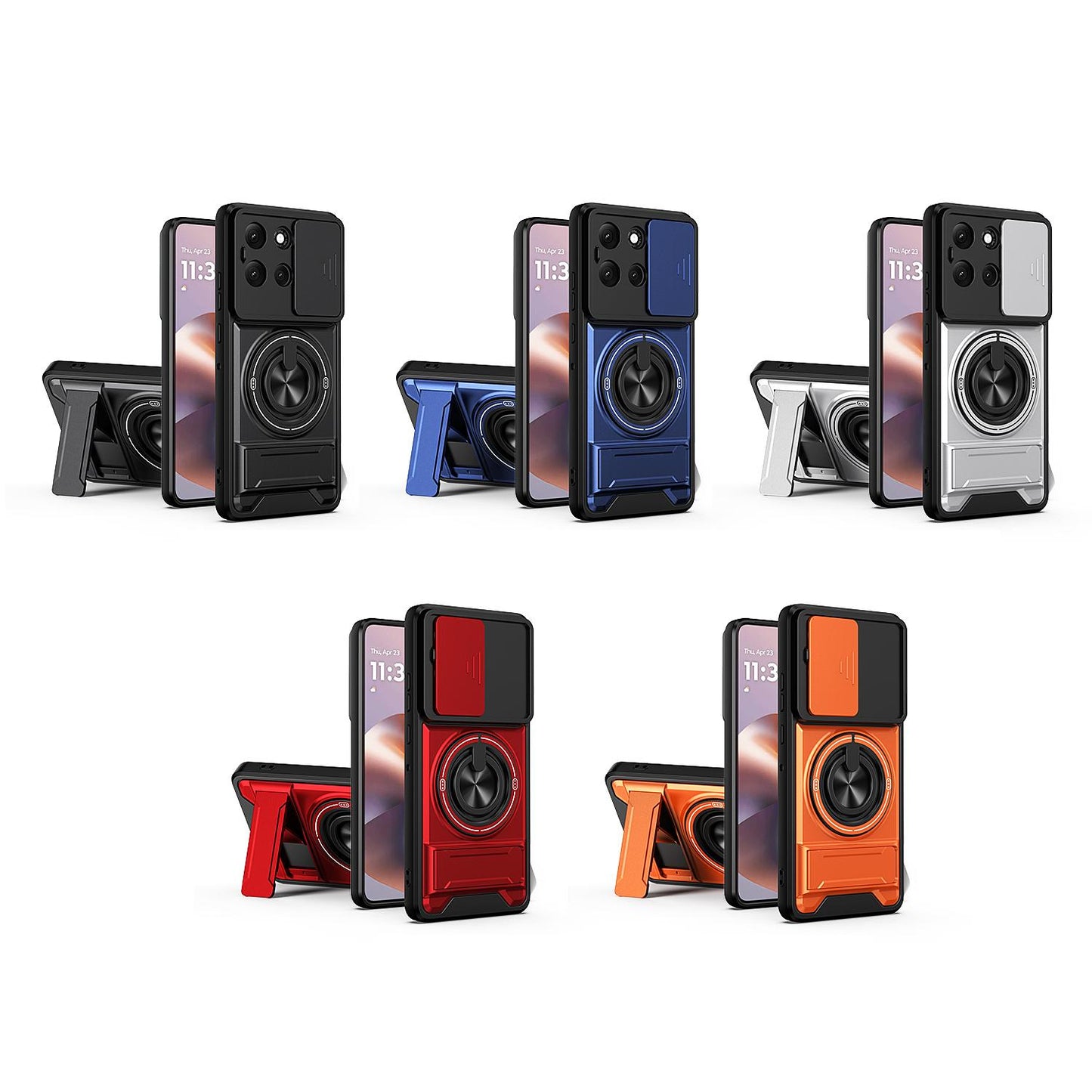 Motorola Moto G86 5G Multifunctional Magnetic Shockproof Phone Case with Sliding Lens Window Stand Cover