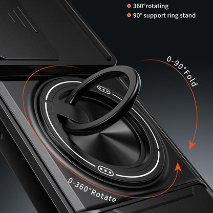 Motorola Moto G86 5G Multifunctional Magnetic Shockproof Phone Case with Sliding Lens Window Stand Cover