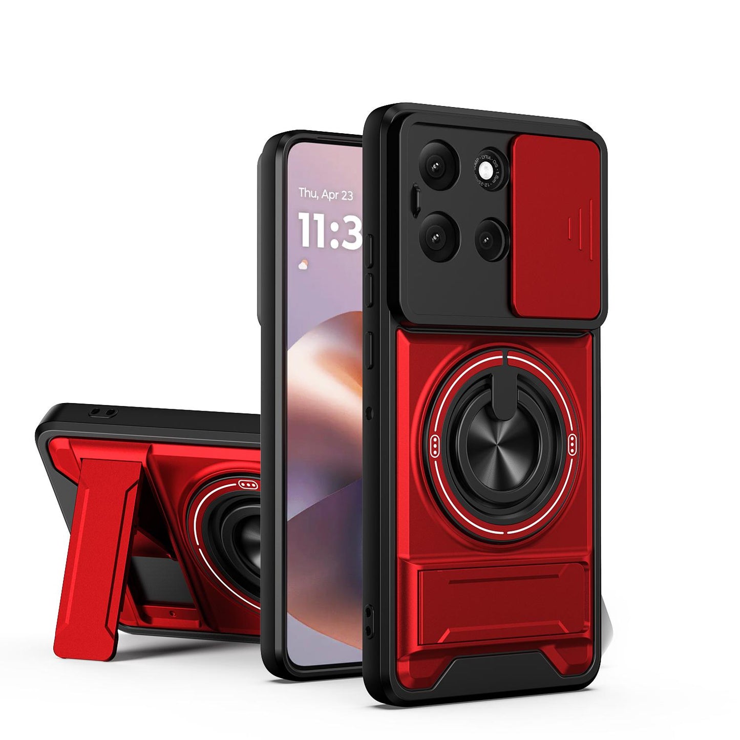Motorola Moto G86 5G Multifunctional Magnetic Shockproof Phone Case with Sliding Lens Window Stand Cover