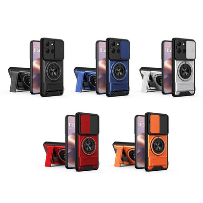 Motorola Moto G86 5G Multifunctional Magnetic Shockproof Phone Case with Sliding Lens Window Stand Cover