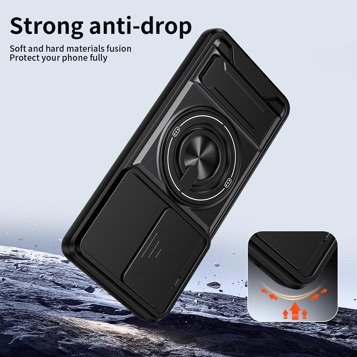 Motorola Moto G86 5G Multifunctional Magnetic Shockproof Phone Case with Sliding Lens Window Stand Cover