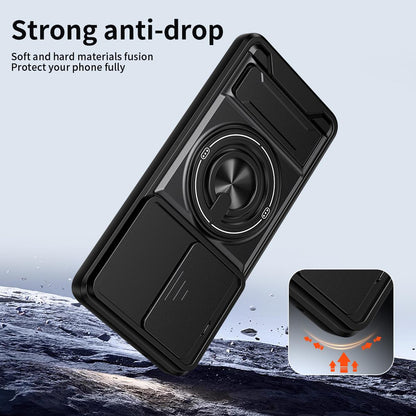Motorola Moto G86 5G Multifunctional Magnetic Shockproof Phone Case with Sliding Lens Window Stand Cover