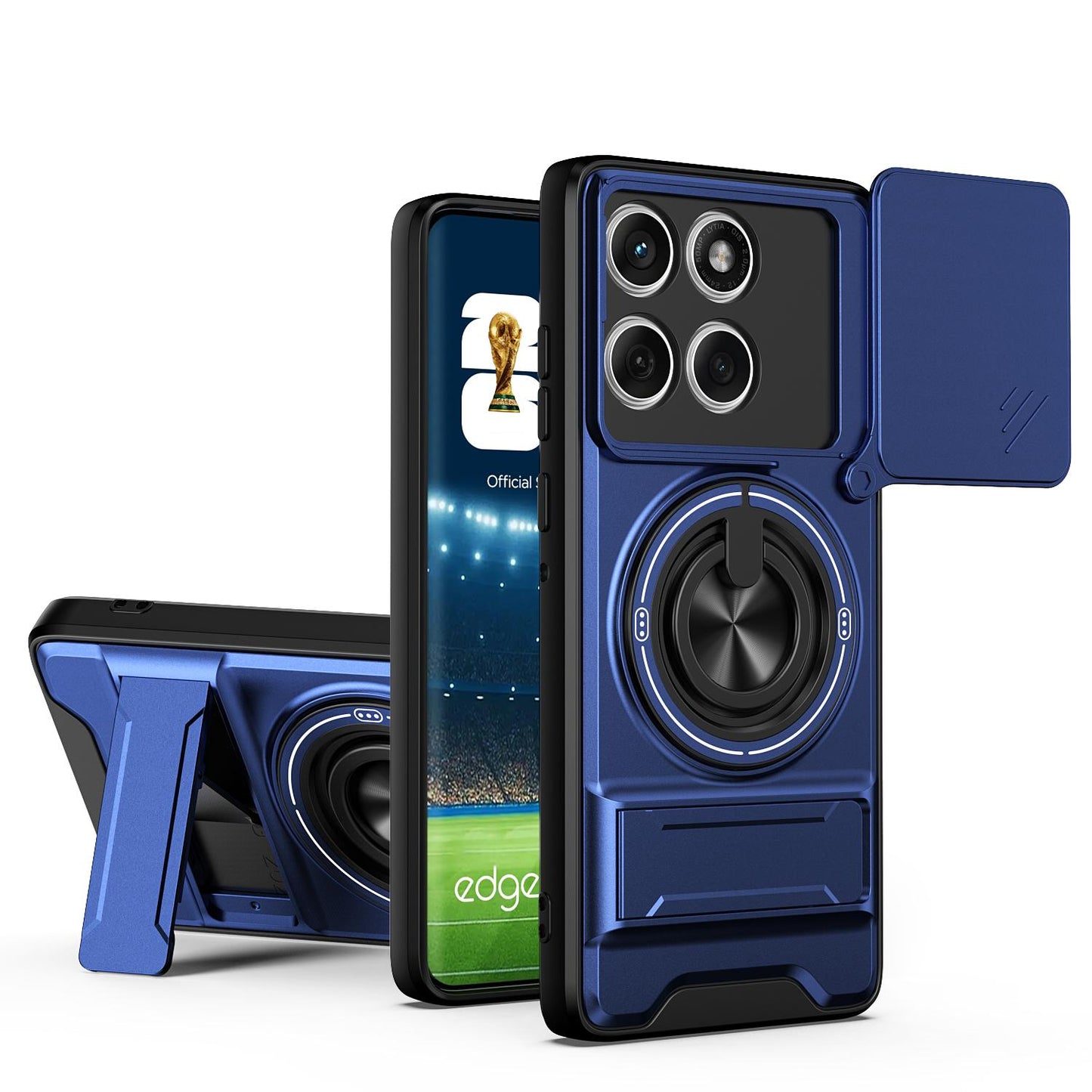 Motorola Edge 60 Fusion Multifunctional Magnetic Shockproof Phone Case with Sliding Lens Window Stand Cover