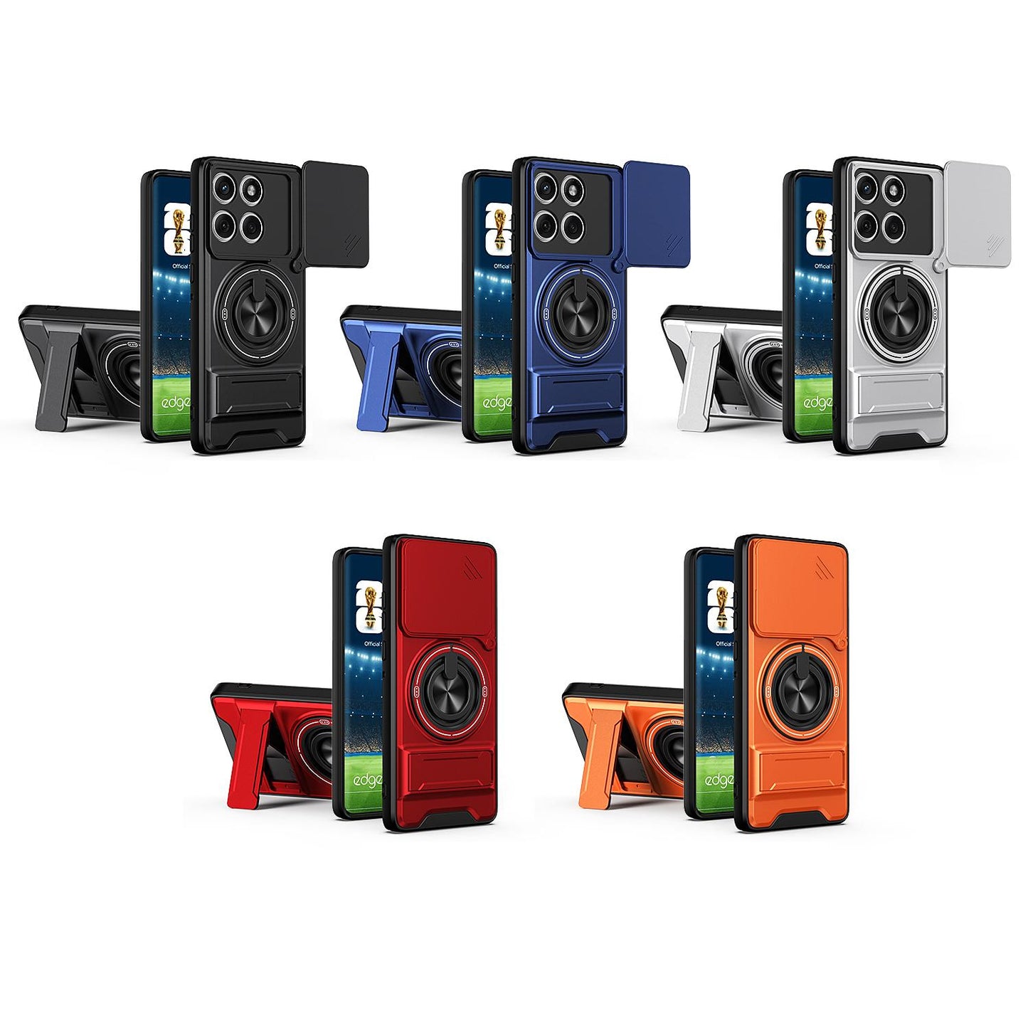 Motorola Edge 60 Fusion Multifunctional Magnetic Shockproof Phone Case with Sliding Lens Window Stand Cover