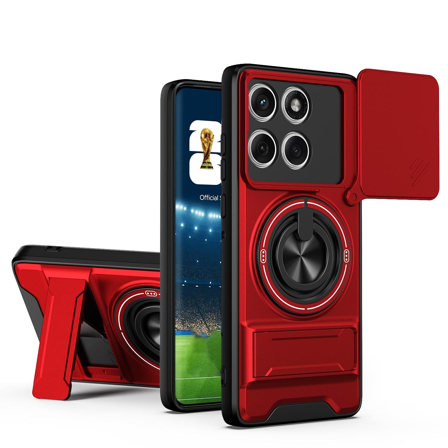 Motorola Edge 60 Fusion Multifunctional Magnetic Shockproof Phone Case with Sliding Lens Window Stand Cover