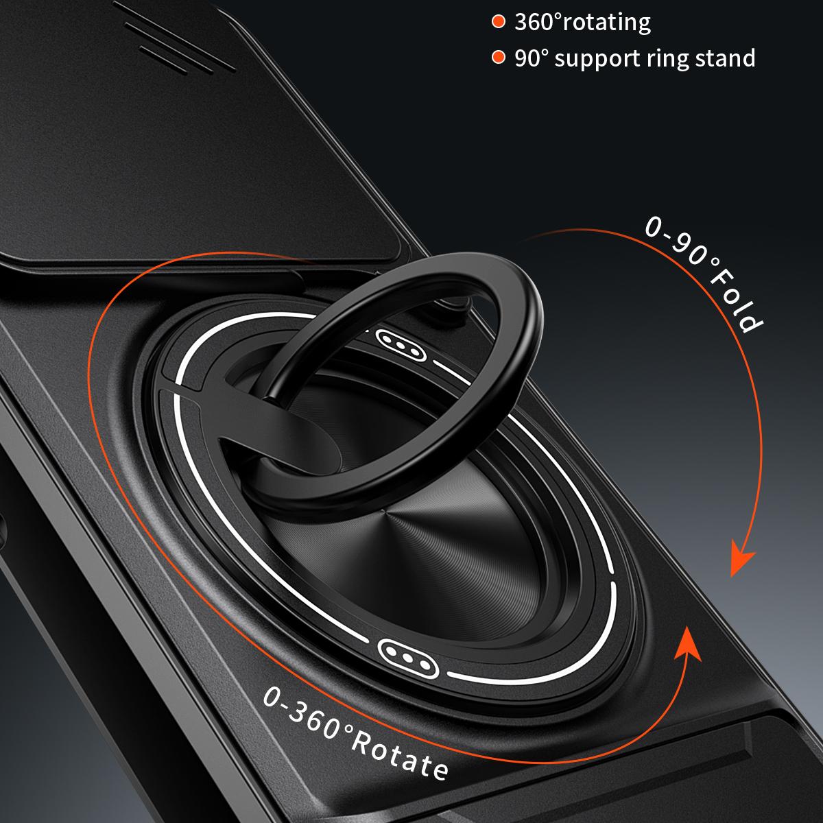 Motorola Edge 60 Fusion Multifunctional Magnetic Shockproof Phone Case with Sliding Lens Window Stand Cover
