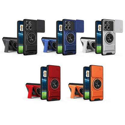 Motorola Edge 60 Fusion Multifunctional Magnetic Shockproof Phone Case with Sliding Lens Window Stand Cover