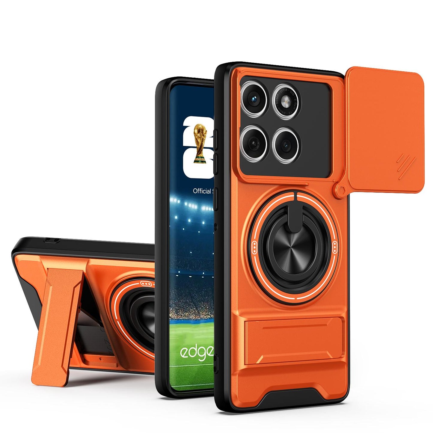 Motorola Edge 60 Fusion Multifunctional Magnetic Shockproof Phone Case with Sliding Lens Window Stand Cover