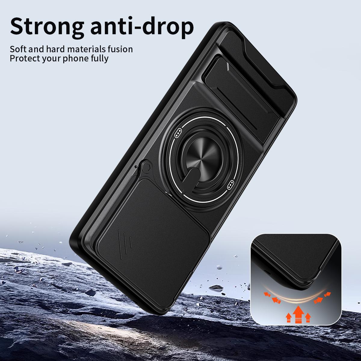 Motorola Edge 60 Fusion Multifunctional Magnetic Shockproof Phone Case with Sliding Lens Window Stand Cover