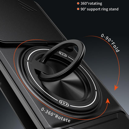 Motorola Edge 60 Fusion Multifunctional Magnetic Shockproof Phone Case with Sliding Lens Window Stand Cover