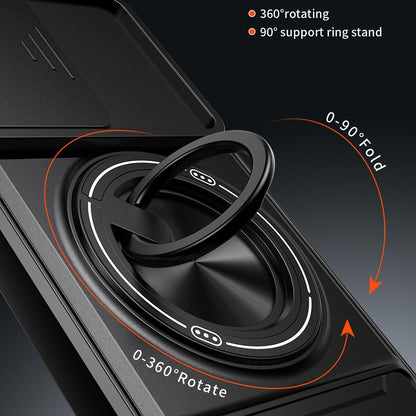 Motorola Moto G54 5G Multifunctional Magnetic Shockproof Phone Case with Sliding Lens Window Stand Cover