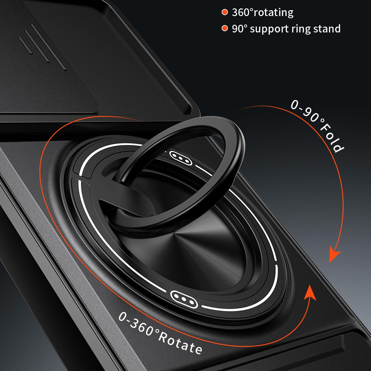 Motorola Moto G54 5G Multifunctional Magnetic Shockproof Phone Case with Sliding Lens Window Stand Cover