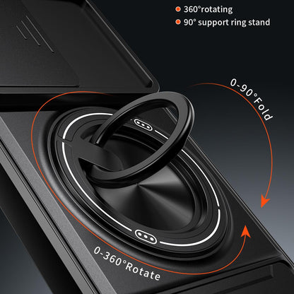 Motorola Moto G55 5G Multifunctional Magnetic Shockproof Phone Case with Sliding Lens Window Stand Cover