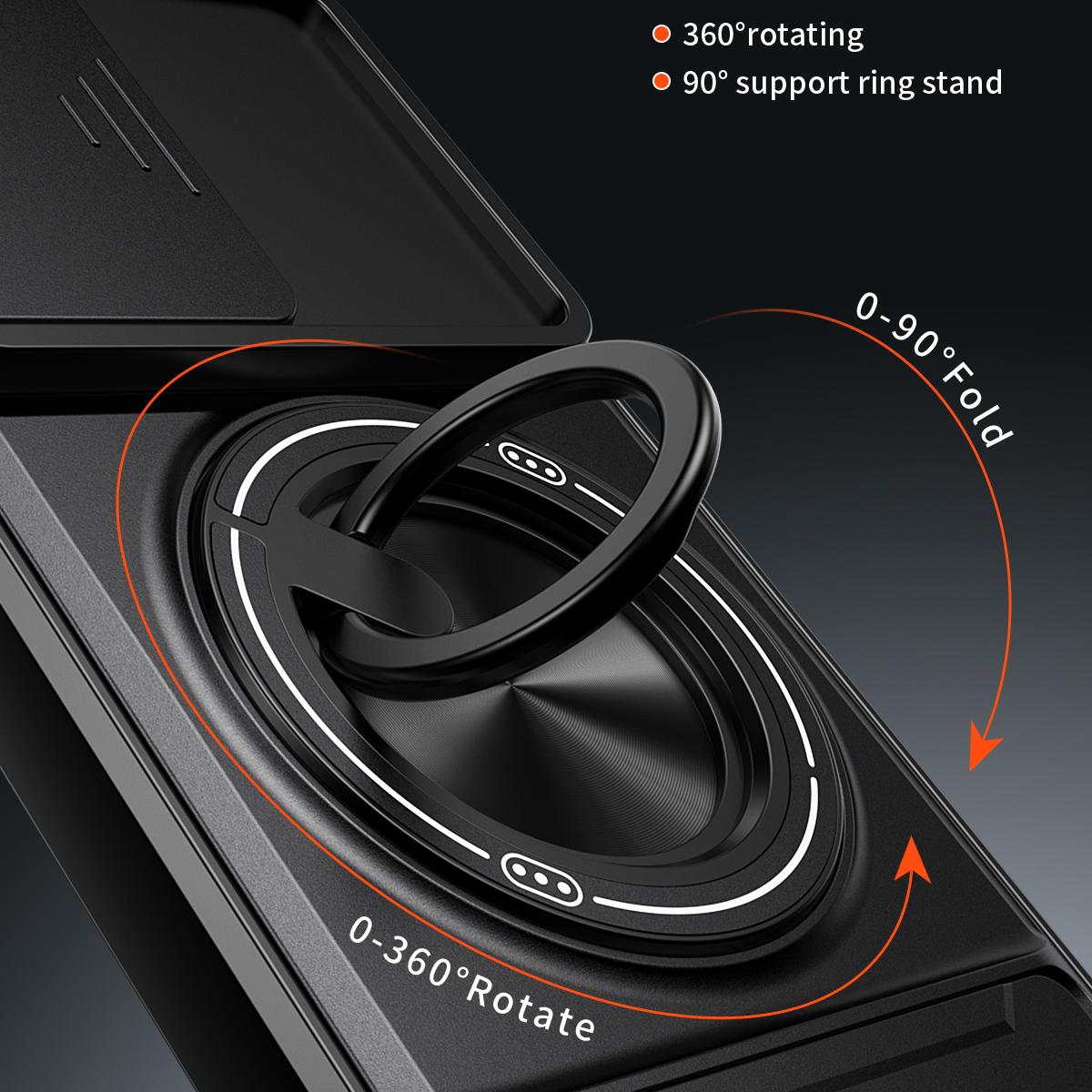 Motorola Moto G55 5G Multifunctional Magnetic Shockproof Phone Case with Sliding Lens Window Stand Cover