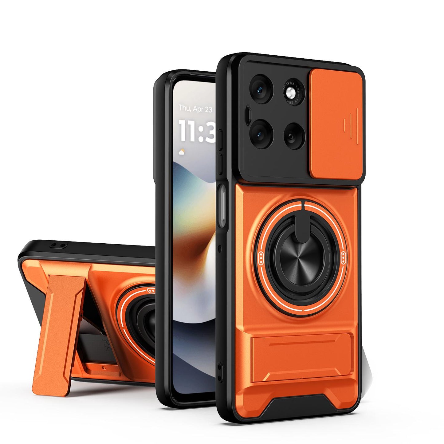 Motorola Moto G56 5G Multifunctional Magnetic Shockproof Phone Case with Sliding Lens Window Stand Cover