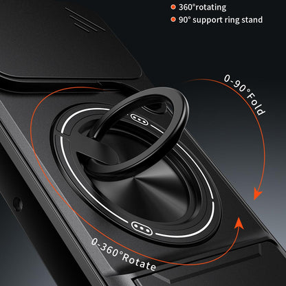 Motorola Edge 50 Neo 5G Multifunctional Magnetic Shockproof Phone Case with Sliding Lens Window Stand Cover