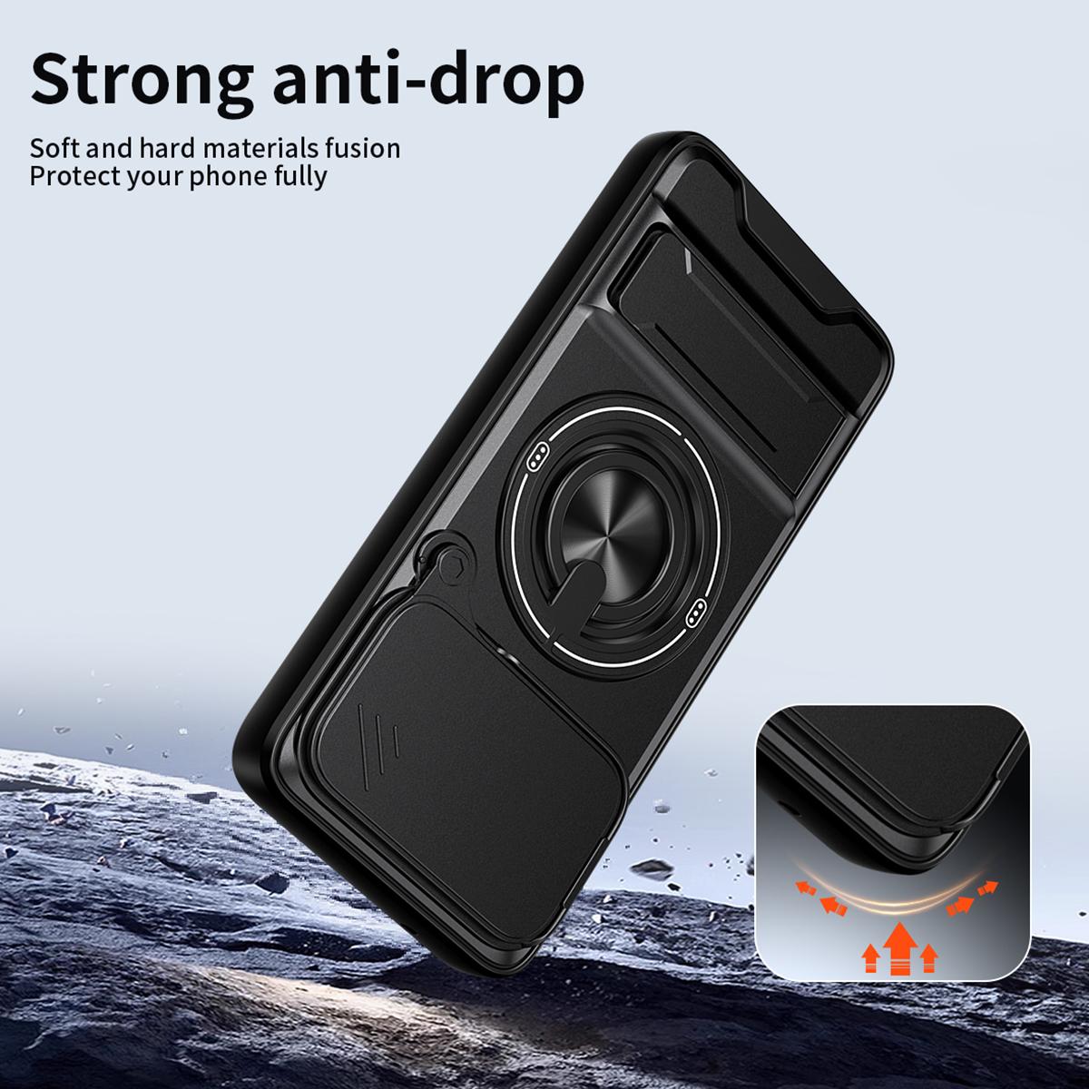 Motorola Edge 50 Neo 5G Multifunctional Magnetic Shockproof Phone Case with Sliding Lens Window Stand Cover