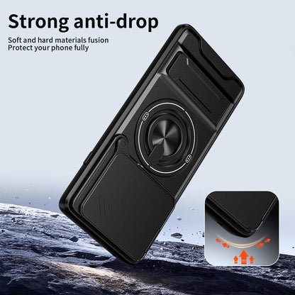 Motorola Edge 60 Pro Multifunctional Magnetic Shockproof Phone Case with Sliding Lens Window Stand Cover