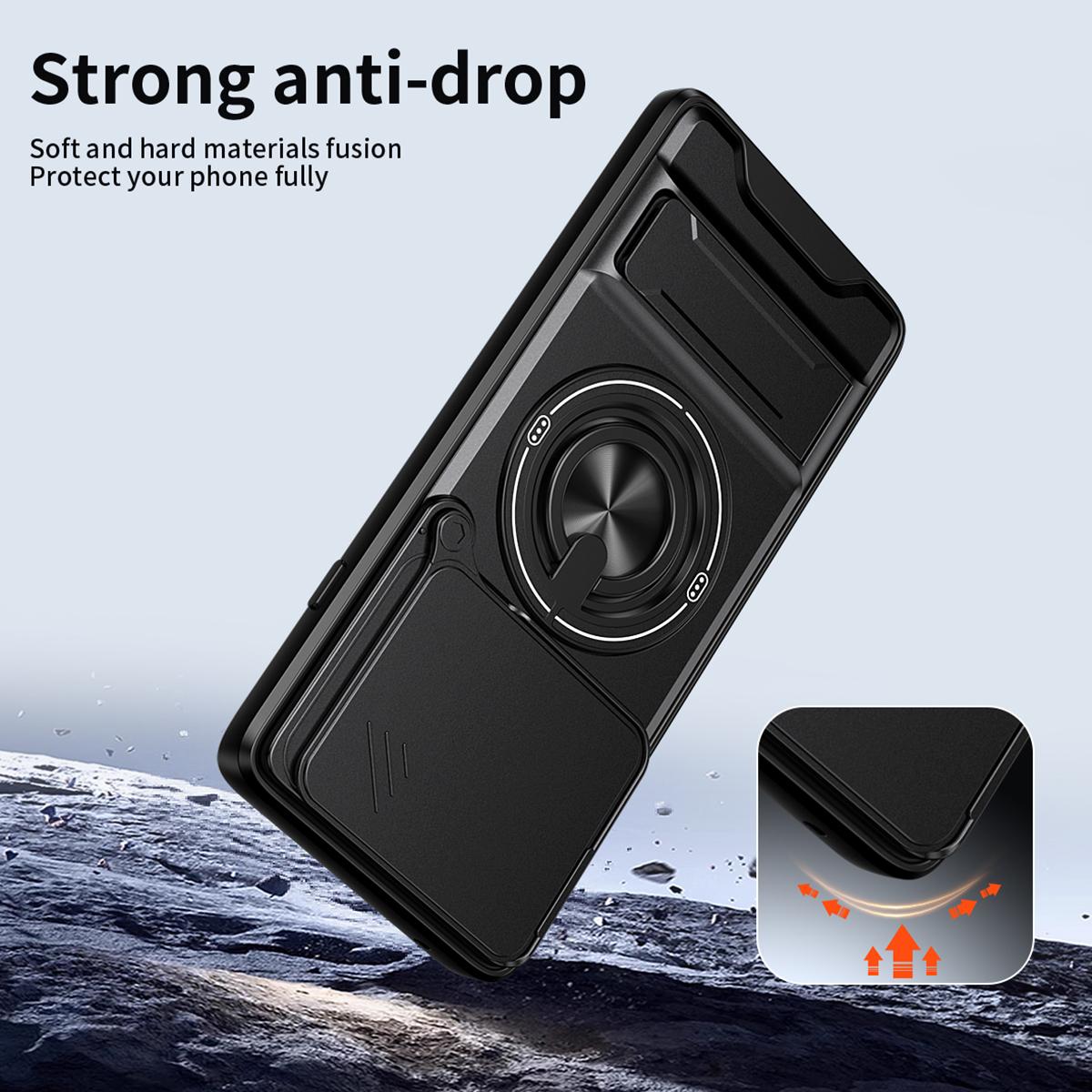 Motorola Edge 60 Pro Multifunctional Magnetic Shockproof Phone Case with Sliding Lens Window Stand Cover