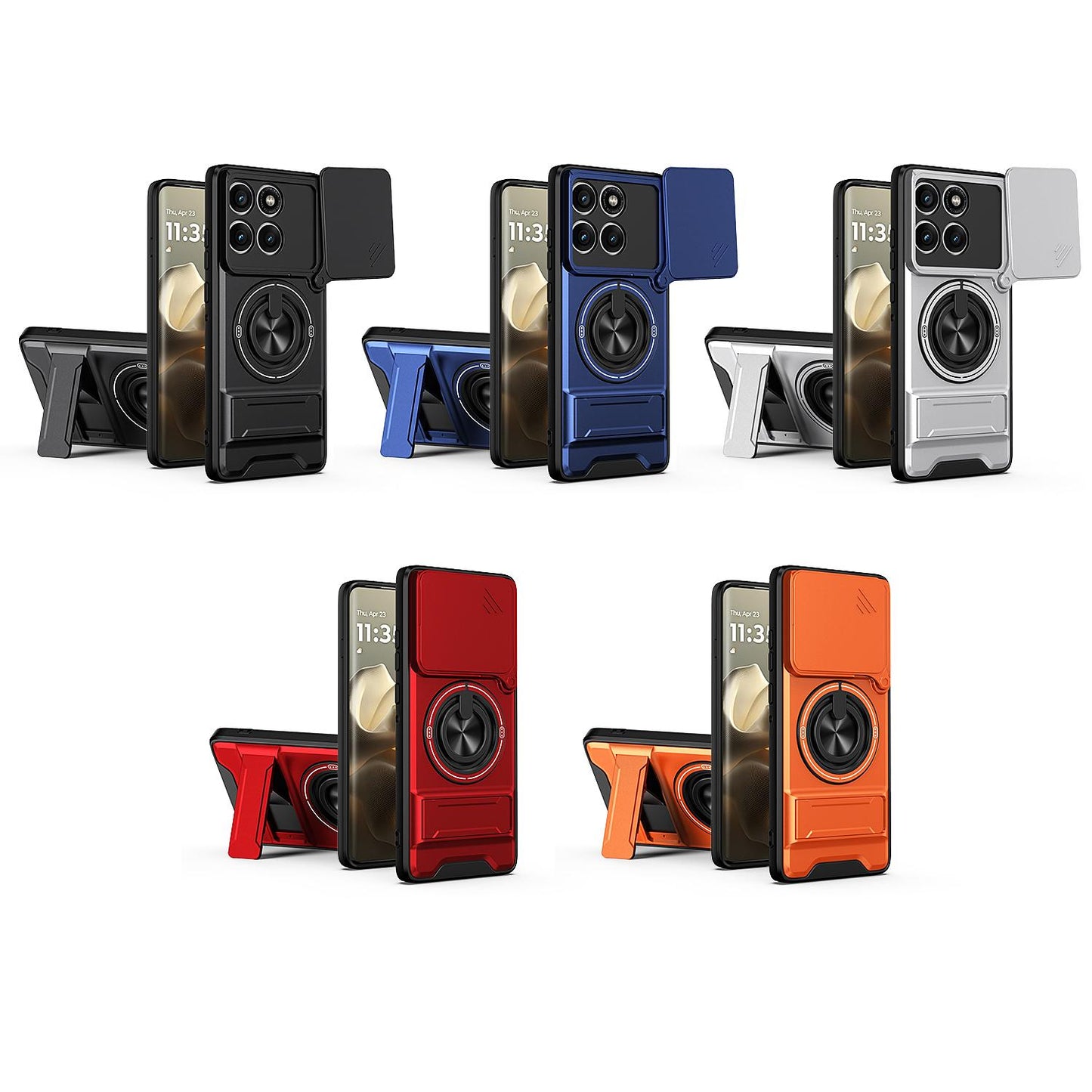 Motorola Edge 60 Pro Multifunctional Magnetic Shockproof Phone Case with Sliding Lens Window Stand Cover