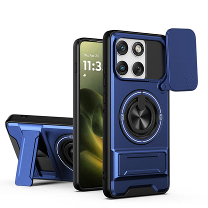 Motorola Edge 70 5G Multifunctional Magnetic Shockproof Phone Case with Sliding Lens Window Stand Cover