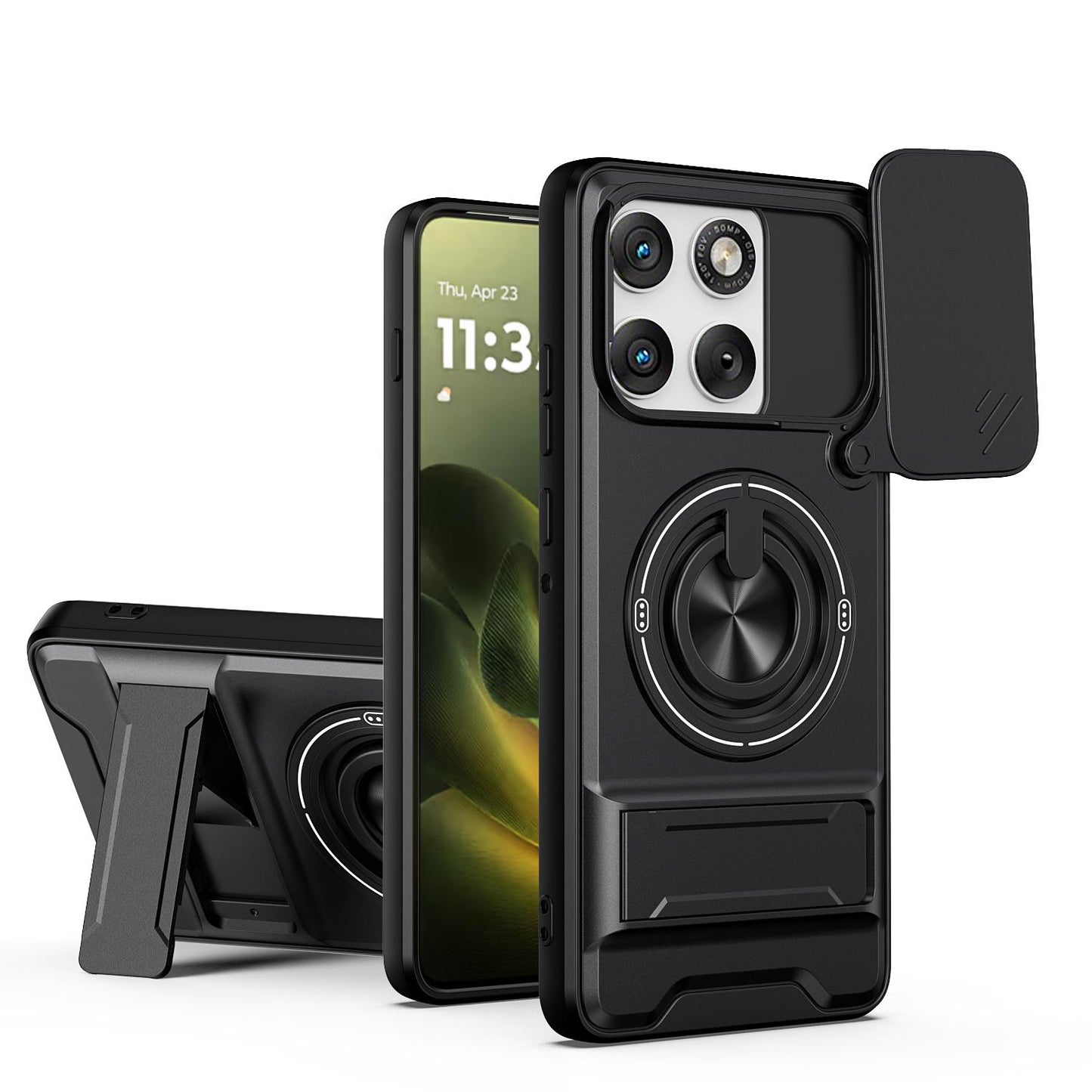 Motorola Edge 70 5G Multifunctional Magnetic Shockproof Phone Case with Sliding Lens Window Stand Cover