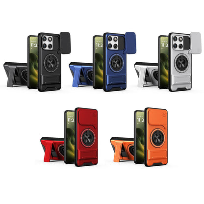 Motorola Edge 70 5G Multifunctional Magnetic Shockproof Phone Case with Sliding Lens Window Stand Cover