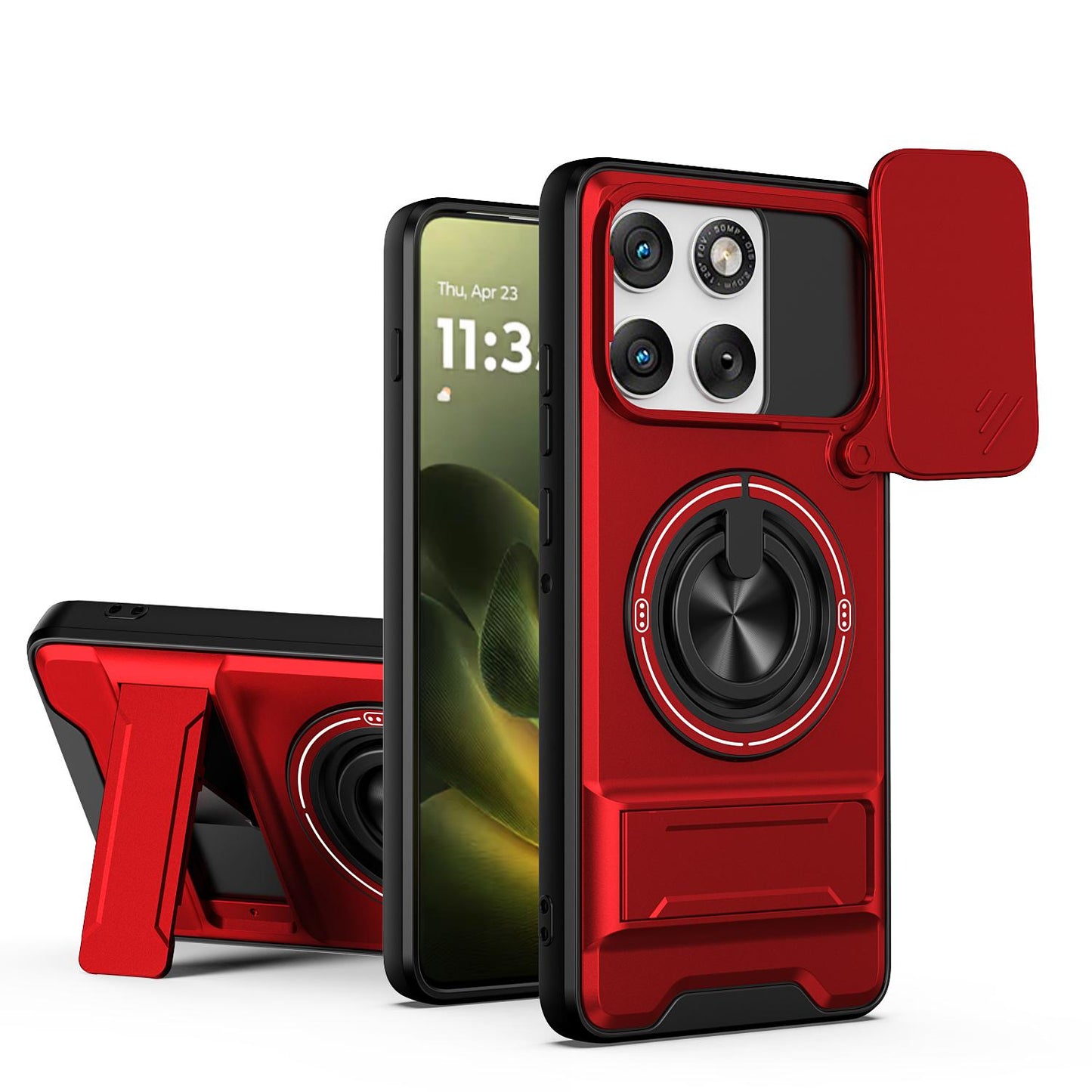 Motorola Edge 70 5G Multifunctional Magnetic Shockproof Phone Case with Sliding Lens Window Stand Cover
