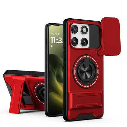 Motorola Edge 70 5G Multifunctional Magnetic Shockproof Phone Case with Sliding Lens Window Stand Cover
