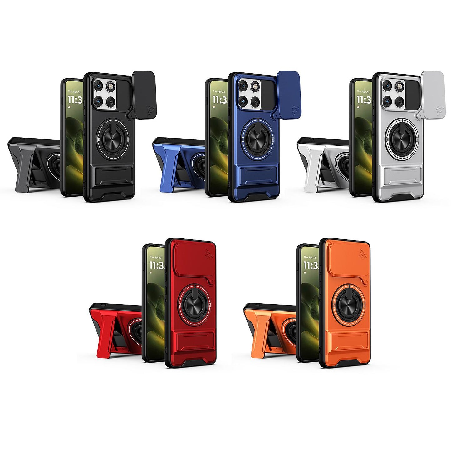 Motorola Edge 70 5G Multifunctional Magnetic Shockproof Phone Case with Sliding Lens Window Stand Cover