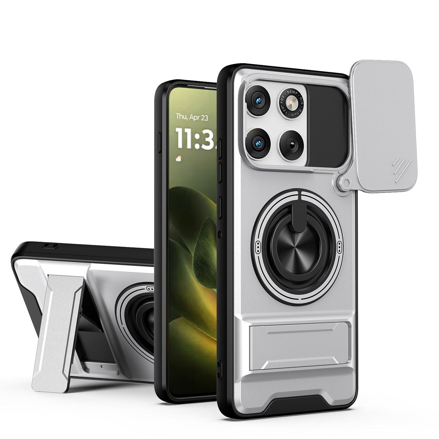 Motorola Edge 70 5G Multifunctional Magnetic Shockproof Phone Case with Sliding Lens Window Stand Cover