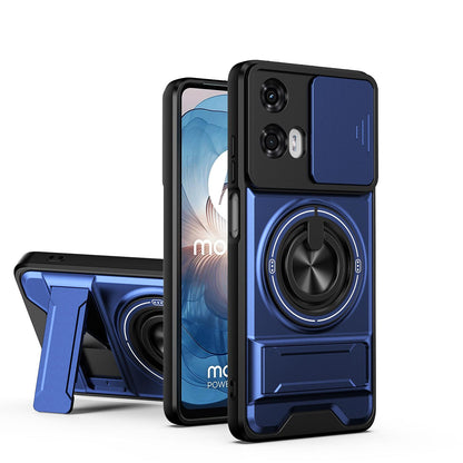 Motorola Moto G24 Multifunctional Magnetic Shockproof Phone Case with Sliding Lens Window Stand Cover