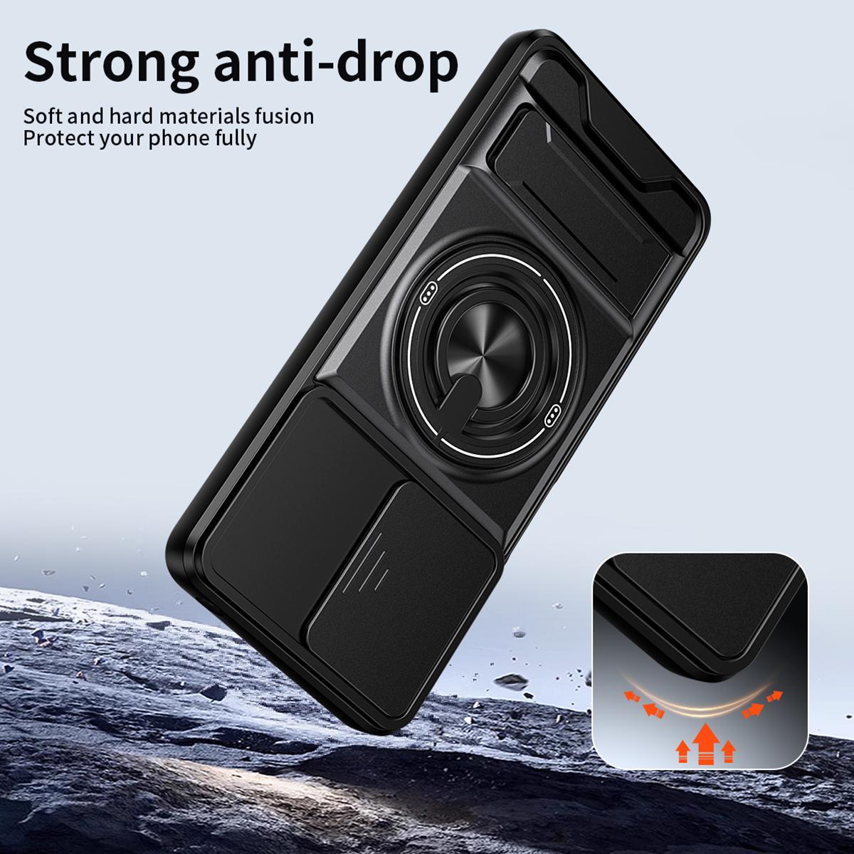 Motorola Moto G24 Multifunctional Magnetic Shockproof Phone Case with Sliding Lens Window Stand Cover