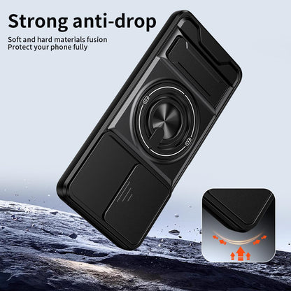 Motorola Moto G24 Multifunctional Magnetic Shockproof Phone Case with Sliding Lens Window Stand Cover