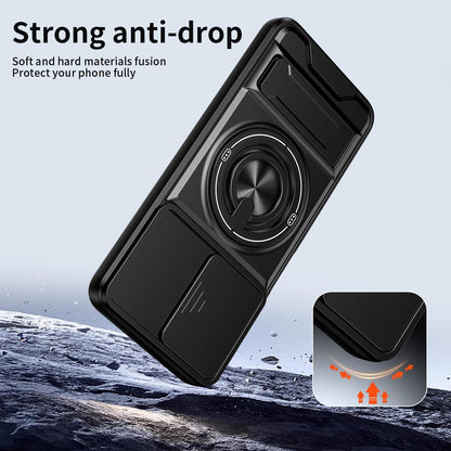 Motorola Moto G34 5G Multifunctional Magnetic Shockproof Phone Case with Sliding Lens Window Stand Cover