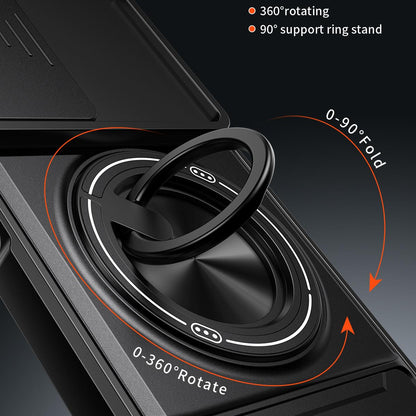 Motorola Moto G35 5G Multifunctional Magnetic Shockproof Phone Case with Sliding Lens Window Stand Cover