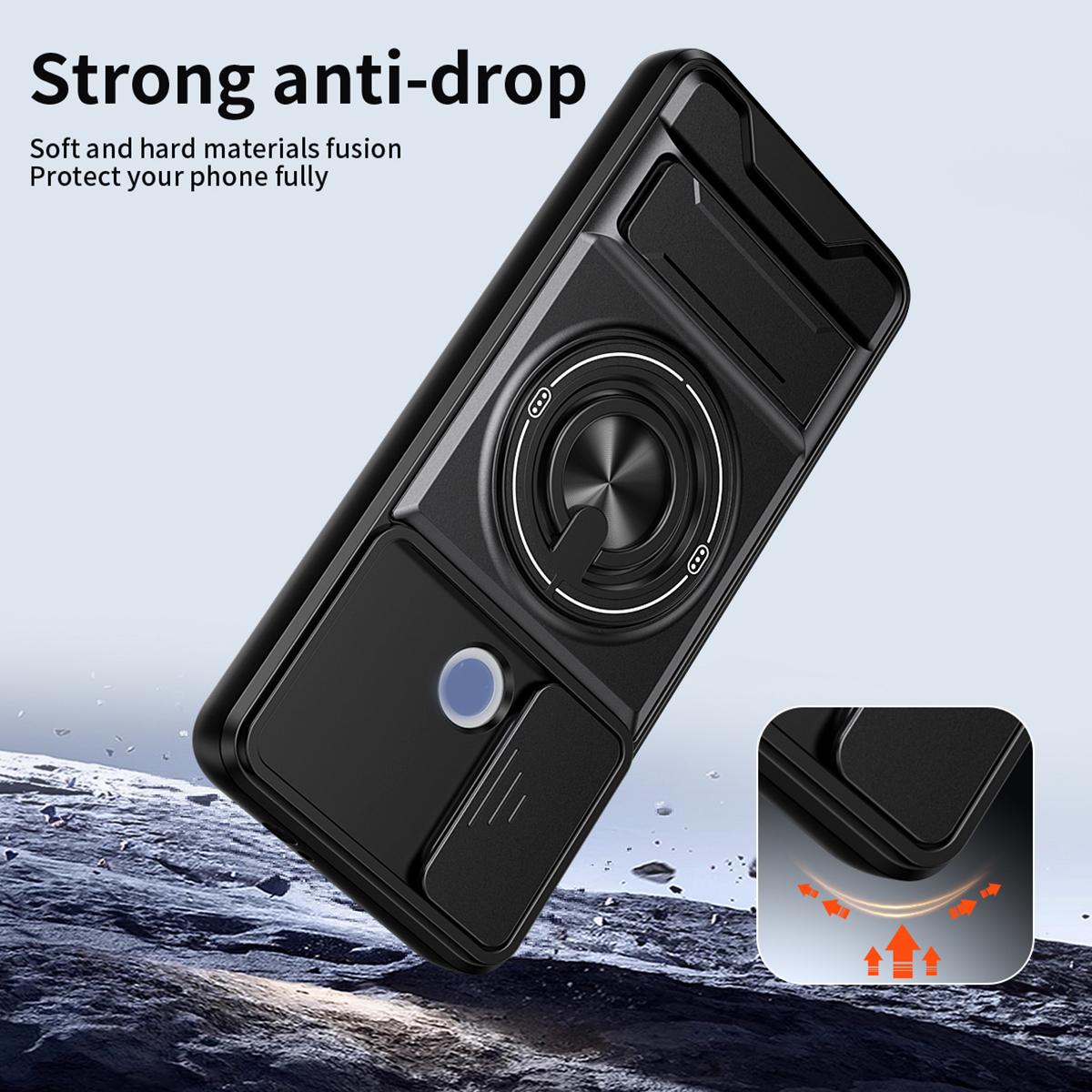 Motorola Moto G60 Multifunctional Magnetic Shockproof Phone Case with Sliding Lens Window Stand Cover