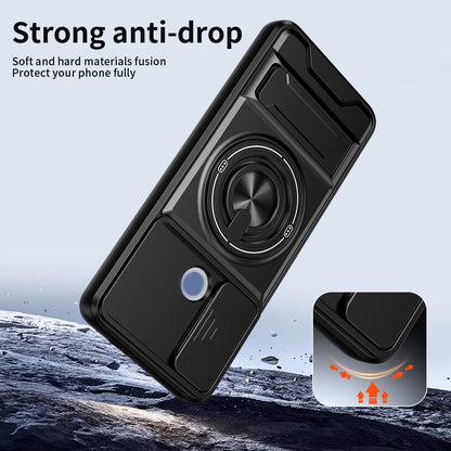 Motorola Moto G60 Multifunctional Magnetic Shockproof Phone Case with Sliding Lens Window Stand Cover