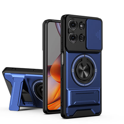 Motorola Moto G75 5G Multifunctional Magnetic Shockproof Phone Case with Sliding Lens Window Stand Cover