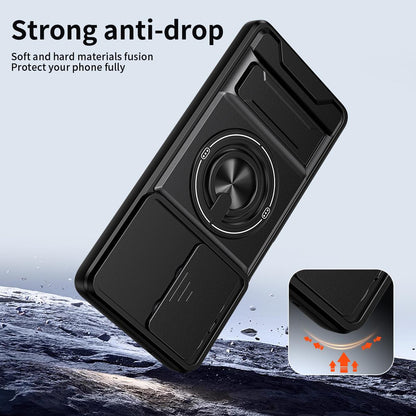 Motorola Moto G75 5G Multifunctional Magnetic Shockproof Phone Case with Sliding Lens Window Stand Cover
