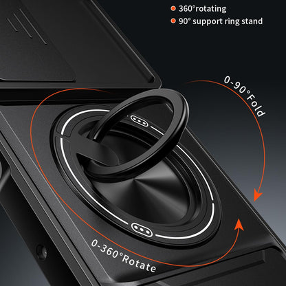 Motorola Moto G75 5G Multifunctional Magnetic Shockproof Phone Case with Sliding Lens Window Stand Cover