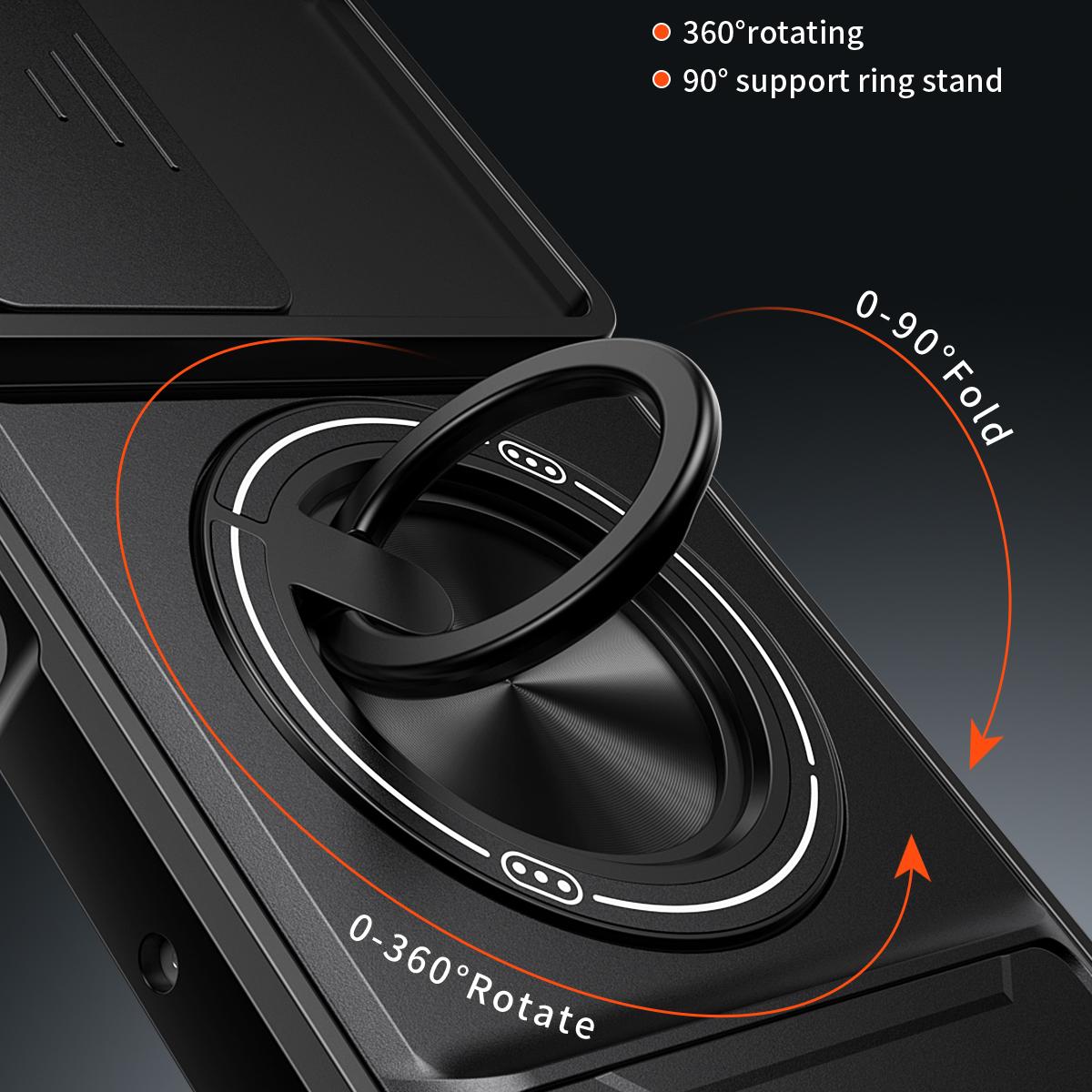 Motorola Moto G75 5G Multifunctional Magnetic Shockproof Phone Case with Sliding Lens Window Stand Cover