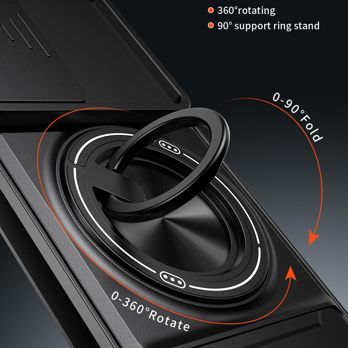 Motorola Moto G85 Multifunctional Magnetic Shockproof Phone Case with Sliding Lens Window Stand Cover
