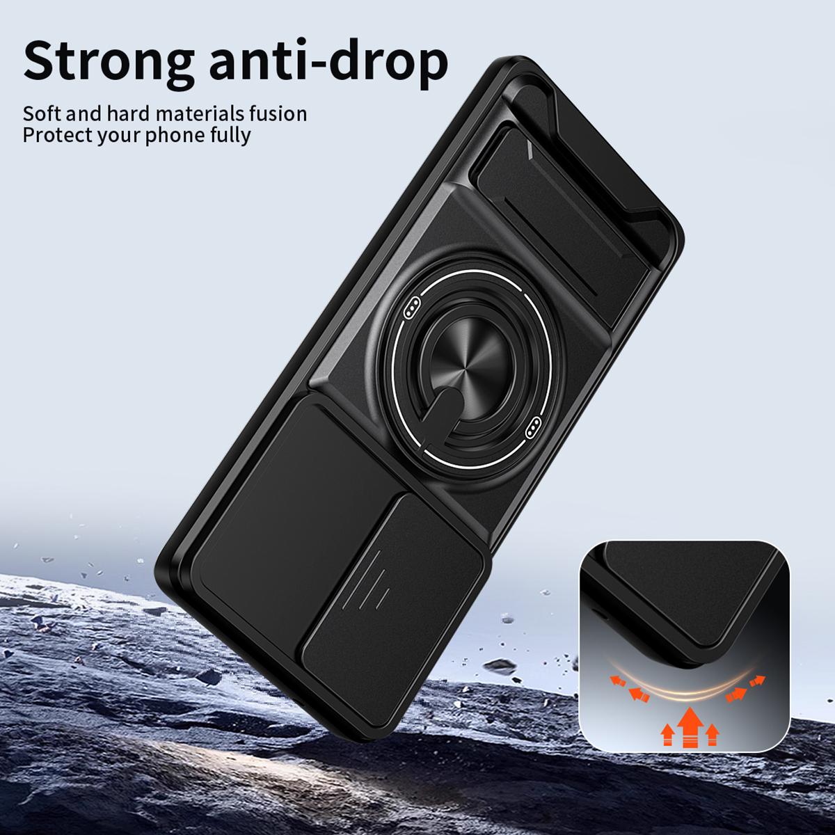 Motorola Moto G85 Multifunctional Magnetic Shockproof Phone Case with Sliding Lens Window Stand Cover