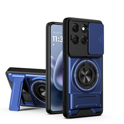 Motorola Moto G86 Power 5G Multifunctional Magnetic Shockproof Phone Case with Sliding Lens Window Stand Cover
