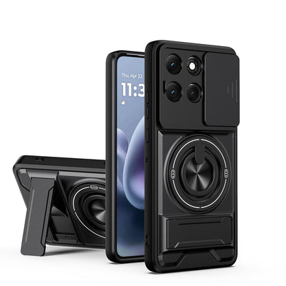 Motorola Moto G86 Power 5G Multifunctional Magnetic Shockproof Phone Case with Sliding Lens Window Stand Cover